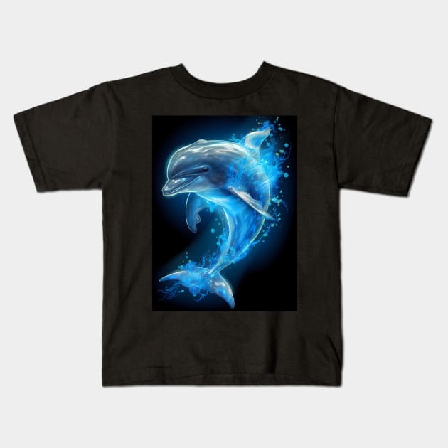 Ethereal Dolphin In Beautiful Aqua Colors Kids T-Shirt by designs4days